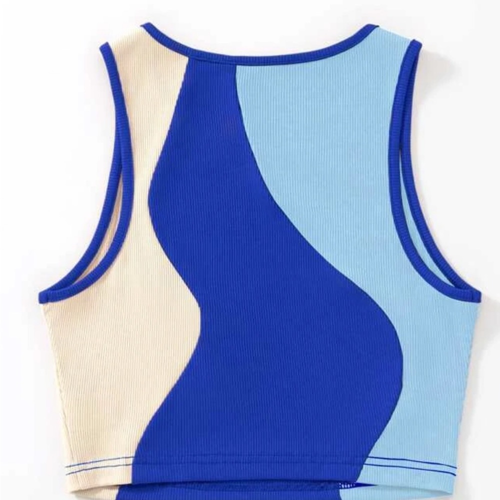 Color block cream and Blue XL (12) stretchy top like new